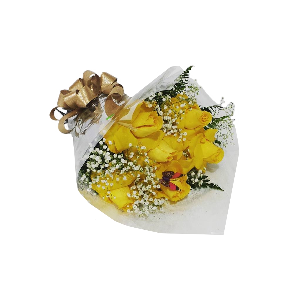 Buquê com 6 Rosas Importadas Amarelas Cod. B-029