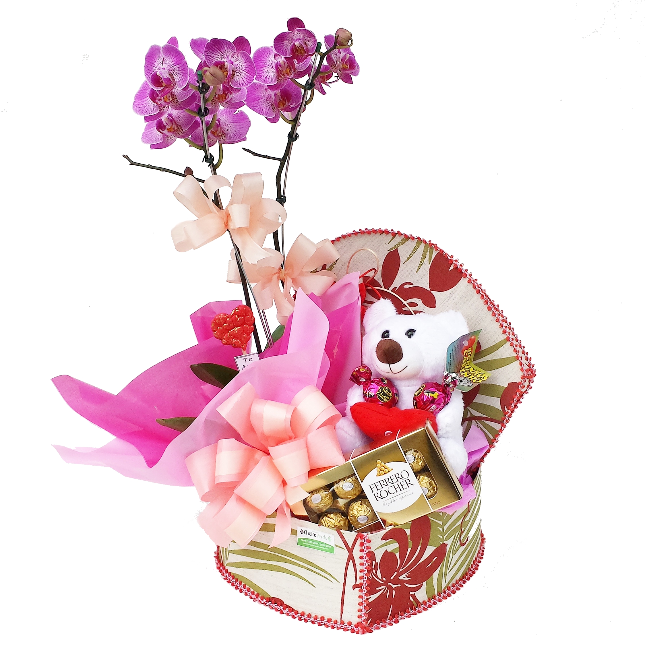 Caixa Coração com Orquídea! Cod. C-104