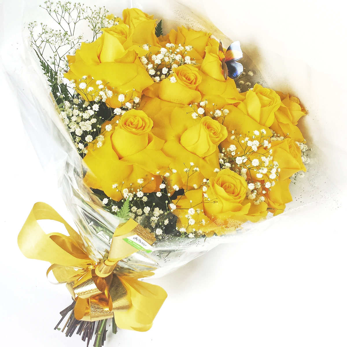 Buquê com 12 Rosas Importadas Amarelas Cod. B-010
