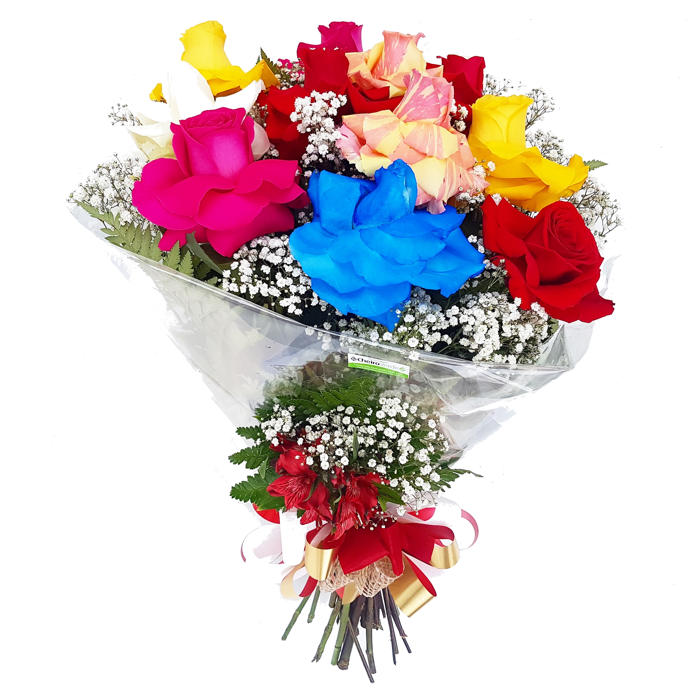 Lançamento Buque 12 Rosas Importadas Coloridas! B-087 | Floricultura Cheiro  Verde • Palhoça / SC • Compre online!